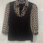 Max edition  Women's Black Print Layered Blouse Sheer Long SleeveTop Sz M Photo 0