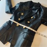 None Faux Leather double breasted fitted blazer jacket, size XS/S, NWOT Photo 7