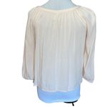 Mudd  BLUSH PINK LACE DETAIL 1/2 BUTTON FRONT LIGHTWEIGHT‎ LONG SLEEVE BLOUSE XS Photo 1