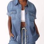 EUC Electric & Rose Camero Short Sleeve Denim Top – Size XL Blue Photo 0