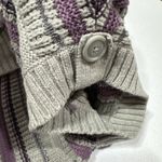 Sonoma Cardigan Sweater Womens M Gray Purple Striped Knit Belted Short Sleeve Photo 3