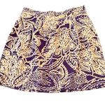 Ann Taylor Loft Women's Size 8 Purple Linen Geometric Pleated Short Skirt Photo 0