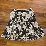 Ann Taylor  Silk Floral Pleated Midi Skirt Women Size 10 Brown White Yellow Photo 3