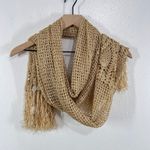 Loft  Womens Fringe‎ Scarf Metallic Gold Crochet Open Weave Lightweight Shawl Photo 1