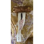 Free People Boho Floral Puff Sleeve Open Back Crop Top Mustard Purple Sz S Photo 9