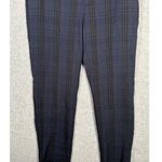 Vince  Womens Size 6 Pants Plaid Crop Tapered Leg Navy Blue Black Flat Front Zip Photo 3