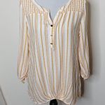 Retrology womens orange scrunchy striped blouse size small Photo 0