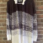 Absolutely Famous  Black and White Knit Open Cardigan with Hood Photo 0