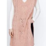 ZARA Pink Wool Blend Cable Knit Tunic Long Oversized Sweater Vest Top Size S Photo 1