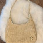 Etienne Aigner Creme Straw Shoulder Bag Leather Trim Photo 0