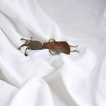 Vintage Copper Brooch With Unique Heart and Star Patterns Orange Photo 1