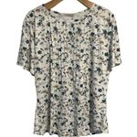 Fantaslook Blouse Womens XL White Floral Print Short Sleeve Ruffle Front Top NWT Photo 0