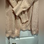 Warm & Cozy Size L Hooded Open Front Light Pink Boucle Knit Cardigan Sweater Size L Photo 3