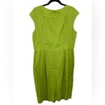Lafayette 148 Linen Midi Dress Size 14 in‎ Bright Green V Photo 1