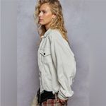 POL Trucker Jacket White Big Wale Corduroy Jacket Raw Hem Relaxed Fit Size M Photo 2