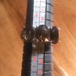 Brazilian Smokey Quartz Three Stone Stainless Steel Ring (Size 7) Photo 4