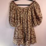 Olivaceous Avery Dress Boho Western Floral Lace Puff Short Sleeve Mini Medium Photo 9