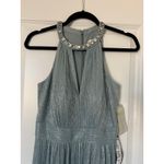 Eliza J NEW  Halter neck Light Blue metallic keyhole‎ dress maxi gown formal Photo 3