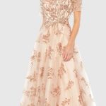 Mac Duggal NWT 79317 Pink Embellished Illusion Short Sleeve A Line Gown Size 6 Photo 0