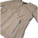 Kenneth Cole Reaction Nude Vegan Leather Bomber Jacket Tan Photo 5