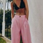 ZARA NWOT WOMEN PLEATED PANTS TROUSERS LIGHT PINK 8338/420 Wide Leg Large Photo 0