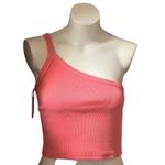 Nectar Clothing Women's One Shoulder Pink Rib-Knit Crop Tank Top Size M Photo 2