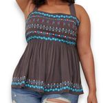 Torrid Embroidered Peplum Top Gauze Dark Grey Size 1X Photo 0