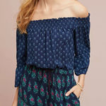 Anthropologie Ett:Twa  Kaleo Off-The-Shoulder Romper‎ Paisley Ruffle Boho Medium Photo 0