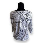 Chico's Womens Top Sz 2 L 12 Black White Eco Weave Paige Knit Animal Print Photo 4