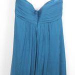 Amsale 100% Silk Teal Strapless Maxi Dress Size 4 Blue Photo 7