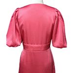 Halogen  Satin Midi Dress V-neckline Puff Sleeve Zip Closure Pink Women's S NWOT Photo 5