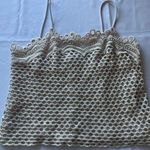 Werle Beverly Hills White Crochet Lace Cami Top Scalloped Trim Summer Tank Size L Photo 0