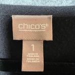 Chico's Size 1 Black Long Sleeve Puff Sleeve Crew Neck Sweater Small Photo 1