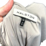 Halston Heritage HALSTON Pleated Metallic Dress In Silver Metallic‎ Size 12 Photo 7