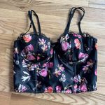 Victoria's Secret  Very Sexy Lightly Lined Bra Satin Bustier Top Black& Floral 34C Photo 0