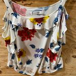 New York & Co. Floral Top Ruffle Cold Shoulder M Photo 4