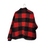 American Eagle Red & Black Plaid Oversized 1/4 Sherpa Pullover Jacket Large New Photo 5