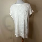 Eileen Fisher Womens LARGE Organic Cotton Linen Knit Top White Asymmetrical Photo 3