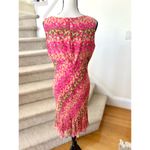 Vintage Y2K Hot Pink & Green Polka Dot Rhinestone Fringe Silk Slip Dress Size 12 Photo 4