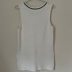 Athleta  On the Town Cream with Black Trim Ribbed Knit Sweater Tunic Top Size M Photo 3