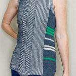 CAbi Grey & Green Crochet Stripes Sweater Tank Top Photo 4