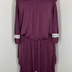 POL Blouson Dress Womens Small Burgundy Handkerchief Hem Off The Shoulder Mini Photo 1