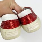 Saint Laurent Skate Red Glitter Sneakers Lace Up Low Top Size 37 Photo 6