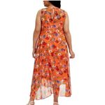Calvin Klein Floral Print Sheer Sleeveless Surplice Neckline Wrap Midi Dress Photo 10