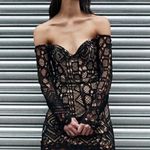 Bardot Mini Lace Corset Mini Dress In Black NEW Photo 0