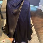 Women’s Black Full Length Prom Party Dress Criss Cross Back Small Train Size 12 Photo 2