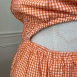 Sim & Sam  Nordstrom Orange Gingham Micro Check Bare Midriff Midi Dress L Photo 3