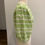 Self Contrast Green and White Patterned Puffer Sleeve Women's Top Size M Photo 1