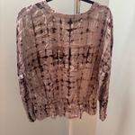 Jennifer Lopez Purple Ruffle Abstract Print Blouse Photo 3