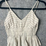 Cotton Candy LA Women Small‎ Striped Adjustable Strap Distressed Hem Crop Top Tan Photo 0